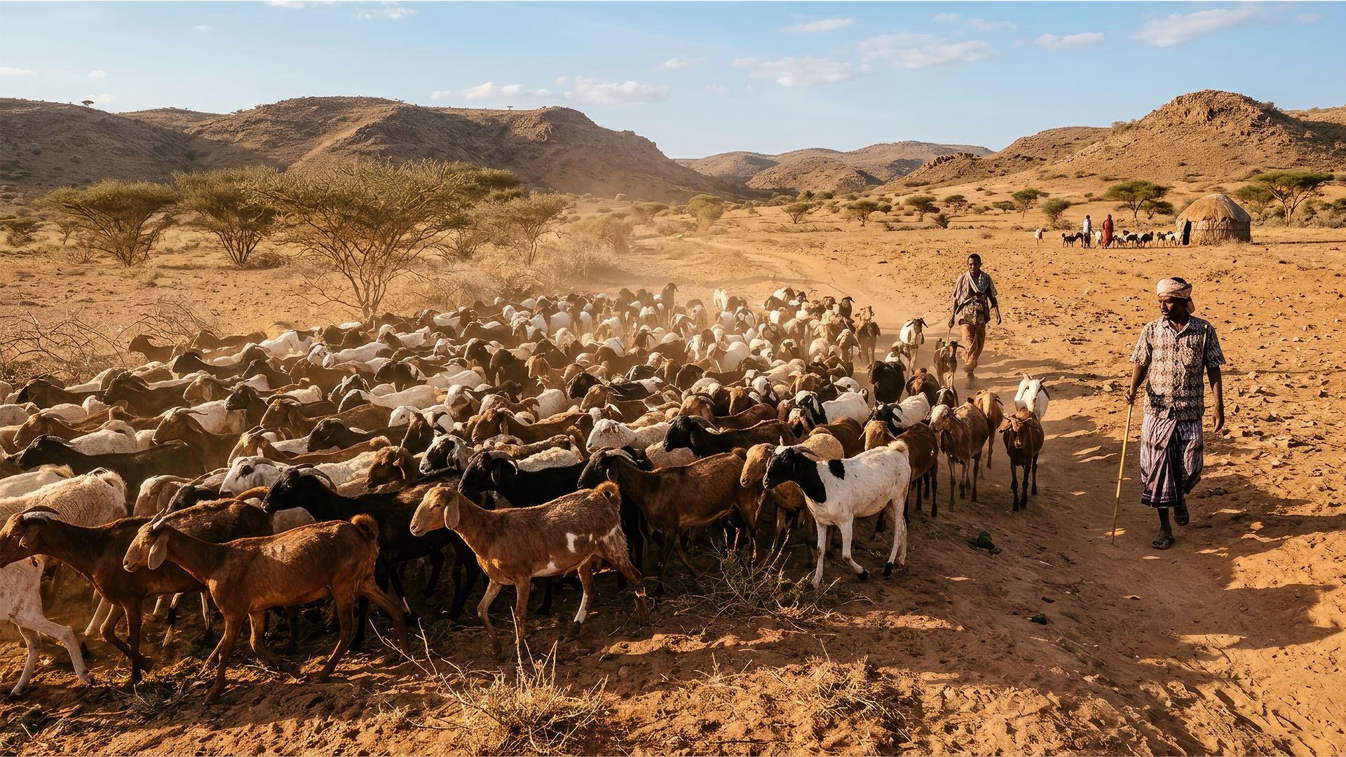 Hirten mit Schafherden in Somalia